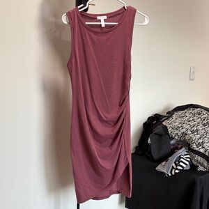 Leith Asymmetrical Sleeveless Dress in Burgundy